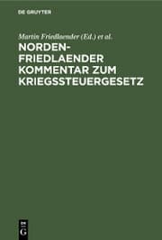 Cover von Norden-Friedlaender Kommentar zum Kriegssteuergesetz