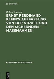 Cover von Ernst Ferdinand Klein's Auffassung von der Strafe und den sichernden Massnahmen
