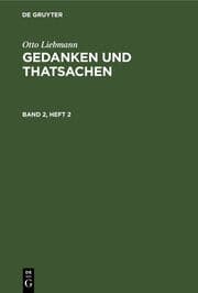 Cover von Otto Liebmann: Gedanken und Thatsachen. Band 2, Heft 2