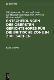 Cover von Entscheidungen des Obersten Gerichtshofes für die Britische Zone in Zivilsachen. Band 3, Heft 3