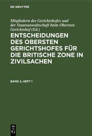 Cover von Entscheidungen des Obersten Gerichtshofes für die Britische Zone in Zivilsachen. Band 2, Heft 1