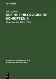 Cover von Kleine Philologische Schriften, II
