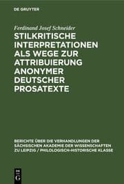 Cover von Stilkritische Interpretationen als Wege zur Attribuierung anonymer deutscher Prosatexte