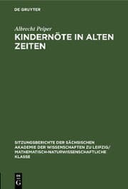 Cover von Kindernöte in Alten Zeiten