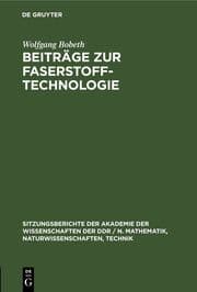 Cover von Beiträge zur Faserstoff-Technologie