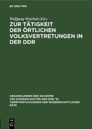 Cover von Zur Tätigkeit der örtlichen Volksvertretungen in der DDR