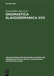Cover von Onomastica Slavogermanica XVII