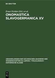Cover von Ernst Eichler; Hans Walther: Onomastica Slavogermanica. XV.