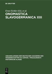 Cover von Onomastica Slavogermanica XIII