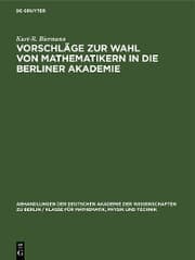 Cover von Vorschläge zur Wahl von Mathematikern in die Berliner Akademie