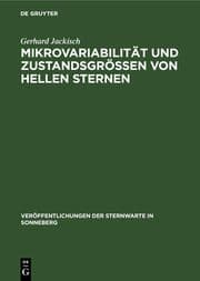 Cover von Mikrovariabilität und Zustandsgrößen von hellen Sternen