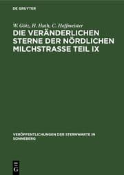 Cover von Die veränderlichen Sterne der nördlichen Milchstraße Teil IX