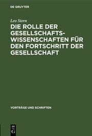 Cover von Die Rolle der Gesellschaftswissenschaften für den Fortschritt der Gesellschaft