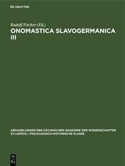 Cover von Ernst Eichler; Hans Walther: Onomastica Slavogermanica. III.