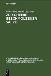 Cover von Zur Chemie geschmolzener Salze