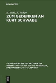 Cover von Zum Gedenken an Kurt Schwabe