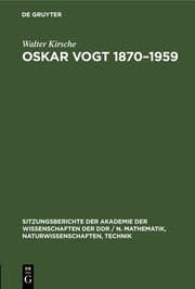 Cover von Oskar Vogt 1870-1959