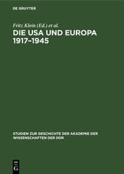 Cover von Die USA und Europa 1917-1945