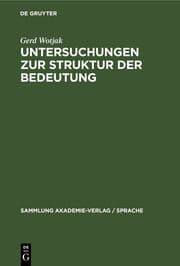 Cover von Untersuchungen zur Struktur der Bedeutung