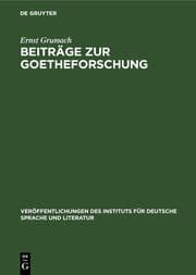 Cover von Beiträge zur Goetheforschung