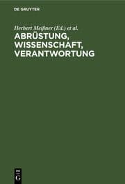 Cover von Abrüstung, Wissenschaft, Verantwortung