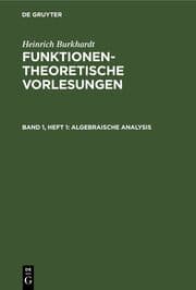 Cover von Algebraische Analysis
