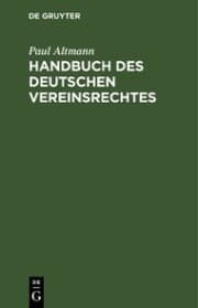 Cover von Handbuch des deutschen Vereinsrechtes