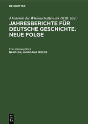 Cover von Jahresberichte für deutsche Geschichte. Neue Folge. Band 3/4, Jahrgang 1951/52