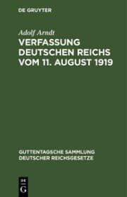 Cover von Verfassung Deutschen Reichs vom 11. August 1919