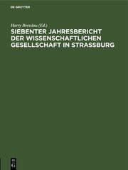 Cover von Siebenter Jahresbericht der Wissenschaftlichen Gesellschaft in Strassburg