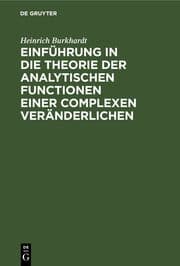Cover von Einführung in die Theorie der analytischen Functionen einer complexen Veränderlichen