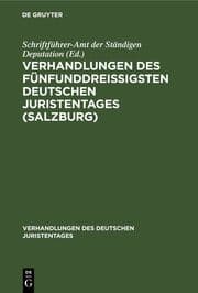 Cover von Verhandlungen des fünfunddreißigsten Deutschen Juristentages (Salzburg)