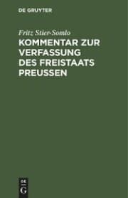 Cover von Kommentar zur Verfassung des Freistaats Preußen