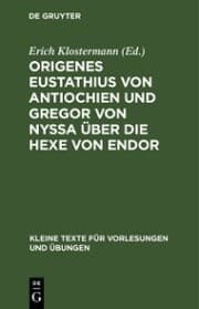 Cover von Origenes Eustathius von Antiochien und Gregor von Nyssa über die Hexe von Endor