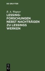 Cover von Lessing-Forschungen nebst Nachträgen zu Lessings Werken