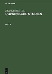 Cover von Romanische Studien. Heft 16