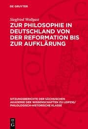 Cover von Zur Philosophie in Deutschland von der Reformation bis zur Aufklärung