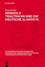 Cover von Reinhold Trautmann und die deutsche Slawistik