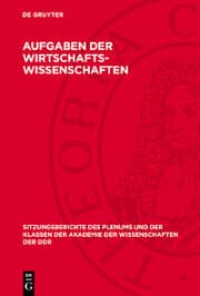 Cover von Aufgaben der Wirtschaftswissenschaften