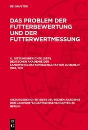 Cover von Das Problem der Futterbewertung und der Futterwertmessung. X.