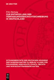 Cover von Zur Entwicklung der Verfassungsgeschichtsschreibung in Deutschland
