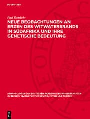 Cover von Neue Beobachtungen an Erzen des Witwatersrands in Südafrika und ihre genetische Bedeutung