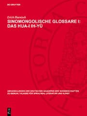 Cover von Sinomongolische Glossare I: Das Hua-I ih-y¿