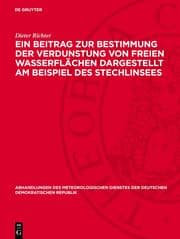 Cover von E¿n Beitrag zur Bestimmung der Verdunstung von freien Wasserflächen dargestellt am Beispiel des Stechlinsees