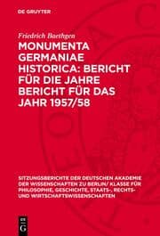 Cover von Monumenta Germaniae Historica: Bericht für die Jahre Bericht für das Jahr 1957/58