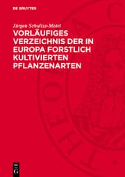 Cover von Vorläufiges Verzeichnis der in Europa forstlich kultivierten Pflanzenarten