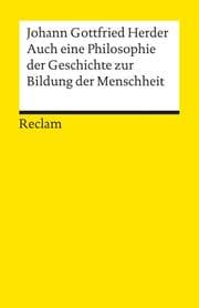 Cover von Auch eine Philosophie der Geschichte zur Bildung der Menschheit