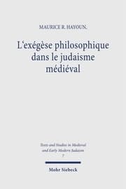 Cover von L'exégèse philosophique dans le judaisme médiéval