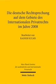 Cover von Die deutsche Rechtsprechung auf dem Gebiete des Internationalen Privatrechts im Jahre 2008