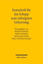 Cover von Festschrift für Jan Schapp zum siebzigsten Geburtstag